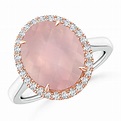 GIA Certified Oval Rose Quartz Cathedral Ring | Angara