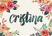 Custom watercolor lettering, name Cristina. | Tela com nome, Decoração ...