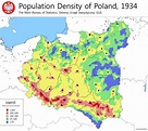 Population density of Poland, 1934 Poland Map, Genealogy Websites ...