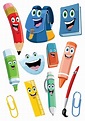 Conjunto de caracteres de dibujos animados de útiles escolares | Vector ...