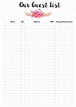 This free printable wedding guest list templates will help you to track ...