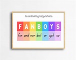 Fanboys Coordinating Conjunctions Poster Colourful Literacy - Etsy UK