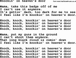 Bruce Springsteen song: Knockin' On Heaven's Door, lyrics