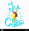 Vector letras de caligrafía dibujada a mano la frase 'Ice Cream' con ...