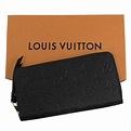 Louis Vuitton LV M61864 M60571 經典花紋全皮革壓紋拉鍊長夾.黑 - PChome 24h購物