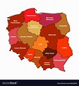 Simplified map of poland with voivodeships Vector Image