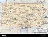 Mapa político de Pennsylvania Fotografía de stock - Alamy