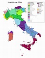 A map of languages spoken in Italy (including dialects/varieties of ...
