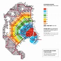 Karte der Verkehrsmittel in Kopenhagen: Verkehrszonen und öffentliche ...