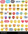 Emoji emoticons symbols icons set Royalty Free Vector Image