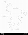 Mayotte outline silhouette map illustration with black shape Stock ...