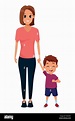 Familia madre sola con hijos cartoon Imagen Vector de stock - Alamy