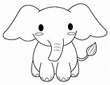 Kawaii Elefante para colorear, imprimir e dibujar –ColoringOnly.Com