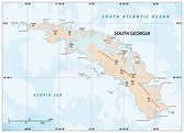 Mapa De Georgia Del Sur Y La Línea De Malla Poligonal Islas Sandwich ...
