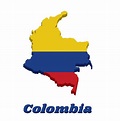Ilustración de Mapa 3d Contorno De Colombia Un Tricolor Horizontal De ...
