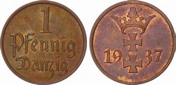 Polen / Danzig 1 Pfennig 1937 prägefrisch-Stempelglanz CH/GEM UNC | MA ...