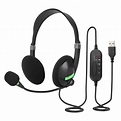 TSV USB Headset with Microphone, Stereo Noise Cancelling Computer ...
