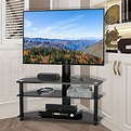 Contemporary Black Swivel Corner Glass TV Stand for TVs up to 70 inch ...