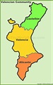 Valencian Community provinces map - Ontheworldmap.com