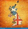Mapa Político Del Reino Unido Con Los Países Miembros Imagen de archivo ...