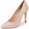 Sapato feminino scarpin em rosa claro em glitter brilho - R$ 129.90 ...