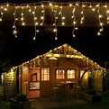 960 LED Eisregen Lichterkette 24 m lang warmweiß Weihnachten Deko außen ...