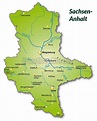 Karte von Sachsen-Anhalt als Übersichtskarte in Grün - Stock Photo ...
