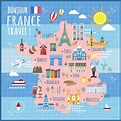 Atractiva mapa de Francia con atracciones y especialidades Foto de ...