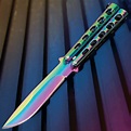 Rainbow Slotted Butterfly Knife Stainless Steel Blade,
