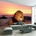 Papel de parede moderno com tema personalizado 3d, leão, pôr do sol ...