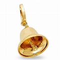 GemApex - Solid 14k Yellow Gold Bell Pendant Charm Diamond Cut Genuine ...