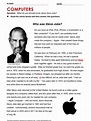 Steve Jobs Biography Reading Comprehension - Lori Sheffield's Reading ...