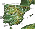 Topography of the Iberian peninsula showing the main traits of its ...