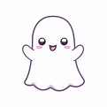 Kawaii cute ghost clipart doodle element. Happy Halloween ghost cartoon ...