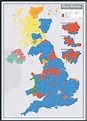 UK Parliamentary Constituency Boundary Map (Wood Frame Black)