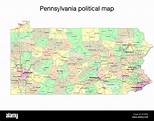 Mapa político del estado de Pennsylvania Fotografía de stock - Alamy