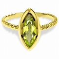 14K Solid Gold Rings with Natural Marquis Peridot Gemstone Womens Size 5-11