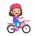 Happy cute kid girl riding bike smile | Premium Vector #Freepik #vector ...
