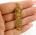 Egyptian Cartouche 14k Yellow Gold Pendant Necklace