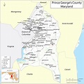 Map of Prince George's County, Maryland showing cities, highways ...