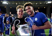 Chelsea's Reece James and his sister Lauren celebrate pose with ...
