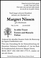 Traueranzeigen von Margret Nissen | trauer.kreiszeitung.de