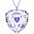 Swarovski Rhodium Plated Violet Truthful Heart Crystal Pendant Necklace ...