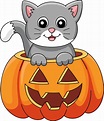 calabaza gato halloween dibujos animados color clipart 7528151 Vector ...