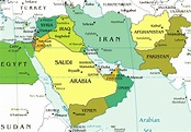 Region De Oriente Medio En Mapa Politico Del Globo Stock De Ilustracion ...
