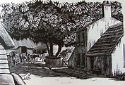 Gwen Raverat wood engraving The Back of the Farm from Farmers Glory ...