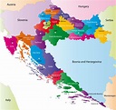 Mapa das regiões da Croácia: mapa político e de estado da Croácia