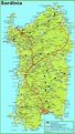 Large detailed map of Sardinia with cities, towns and roads | Sardinia ...