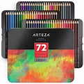 ARTEZA Colored Pencils, Professional Set of 72 Colors, Soft Wax-Based ...