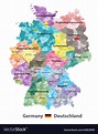 Germany states and districts colored map Vector Image